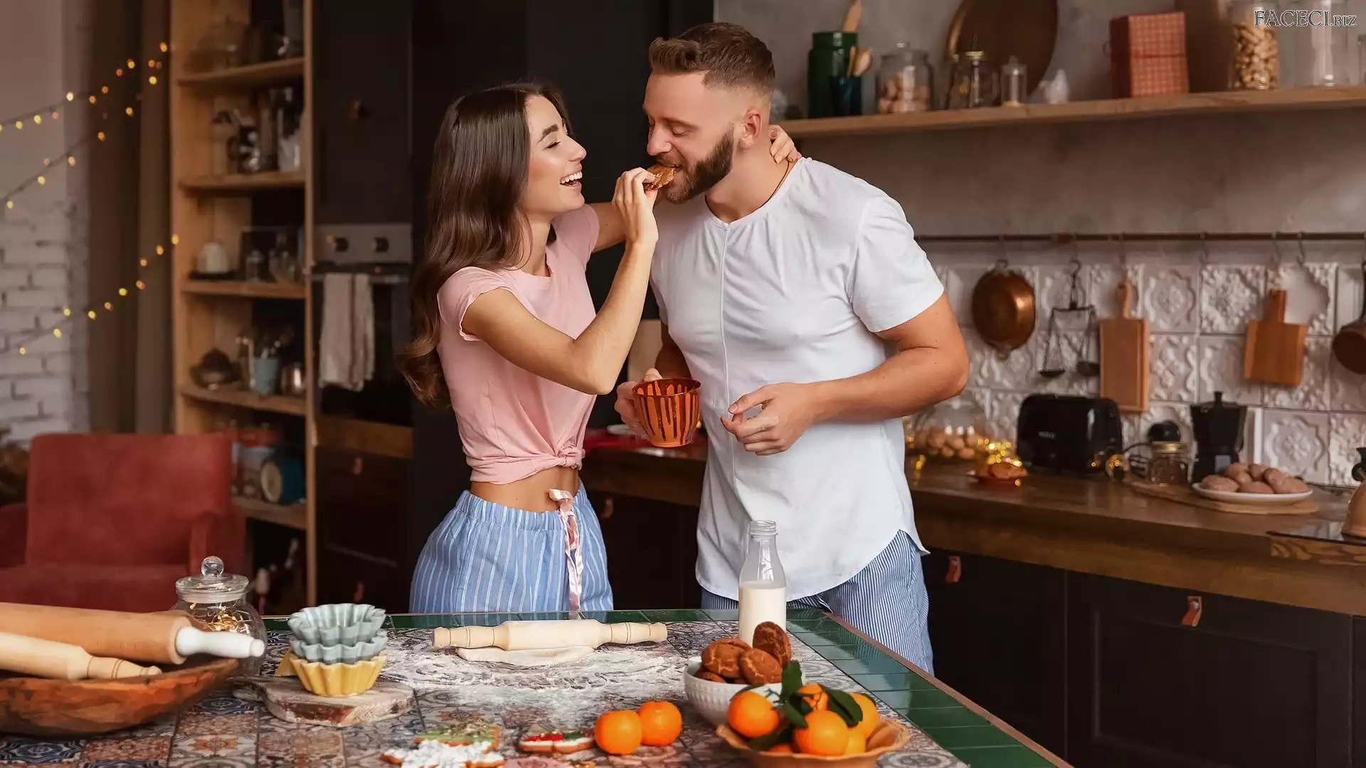 Para, Kobieta, Gotowanie, Pieczenie, Mężczyzna, Kuchnia