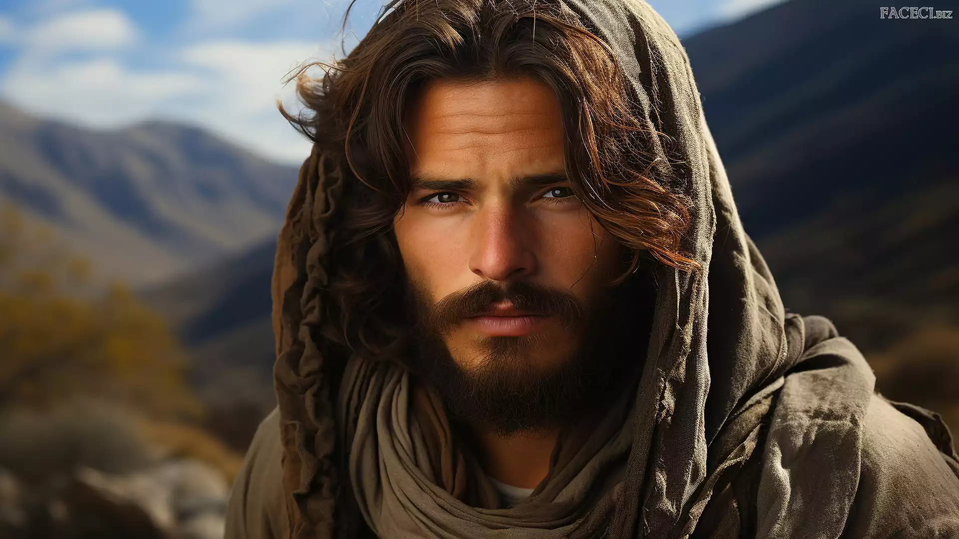 Mężczyzna, Zarost, Kaptur, Spojrzenie